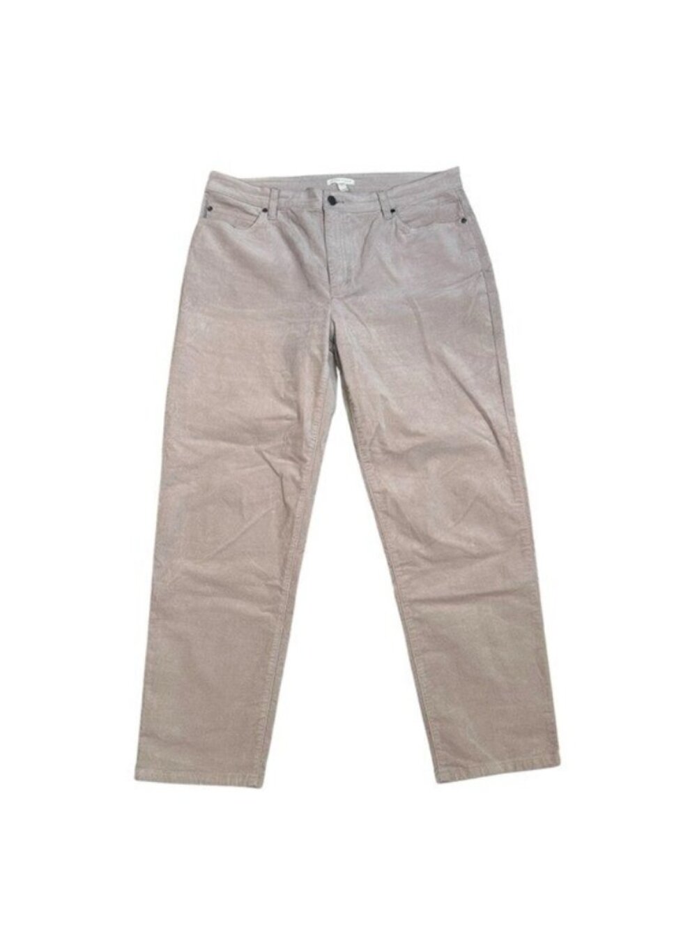 Eileen Fisher L Organic Cotton Stretch Velveteen Pant Slim Fit Ankle Length Tan